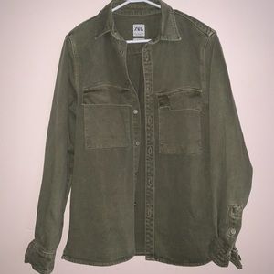 Zara men’s army green denim jacket